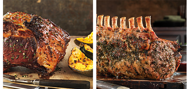 maple glazed rib roast and herb crusted pork rib roast