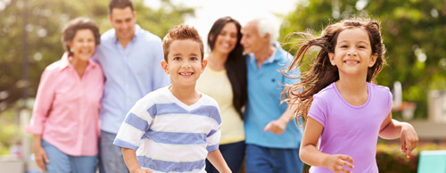 kids running with family