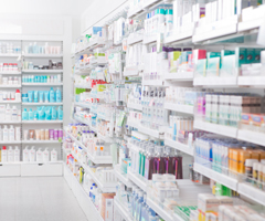 room of pills on shelves