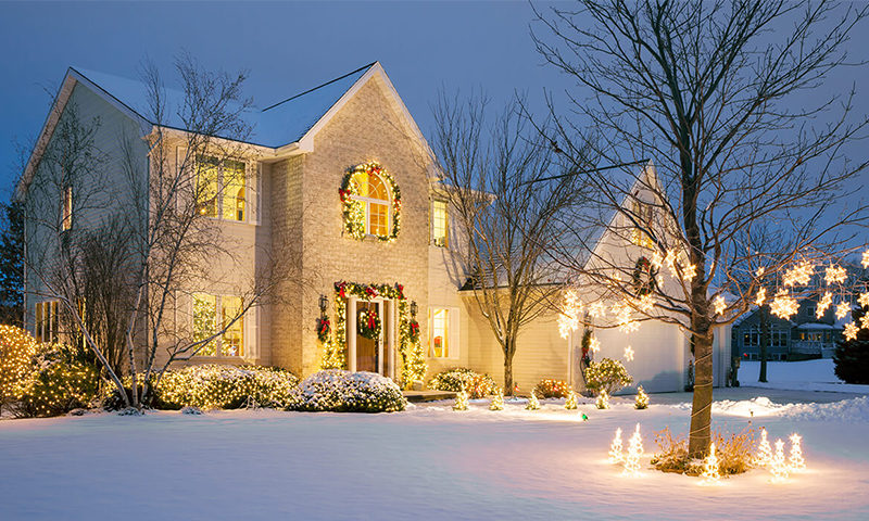 Christmas decorated house