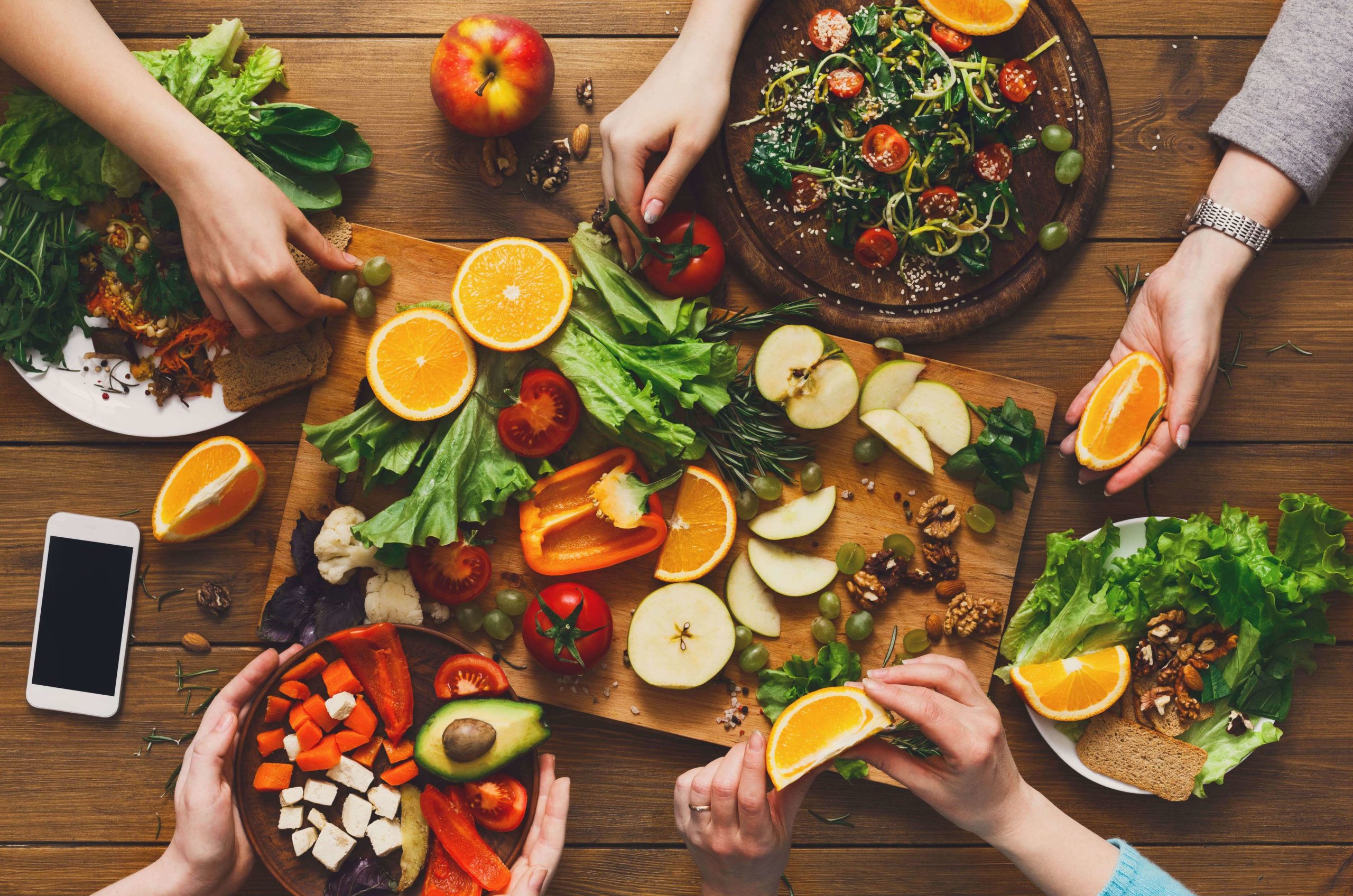 Assortment of healthy foods.