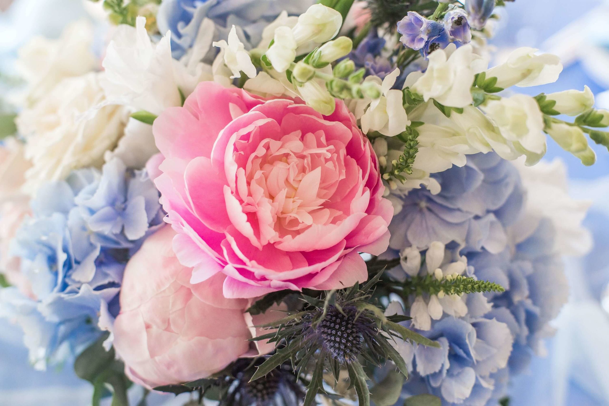 Romantic bouquet of pastel colored flowers