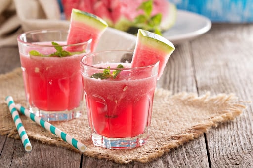 Chunky watermelon lemonade mocktail