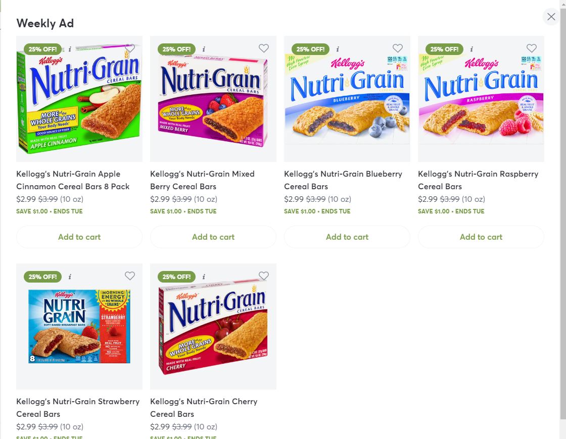 nutri grain bars