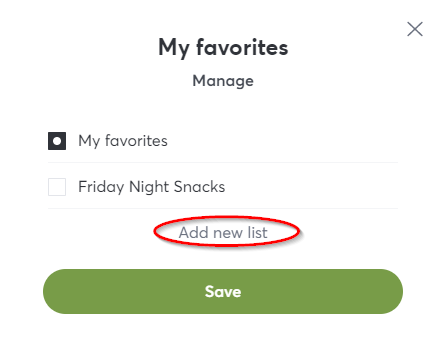 my favorites manage and add new list