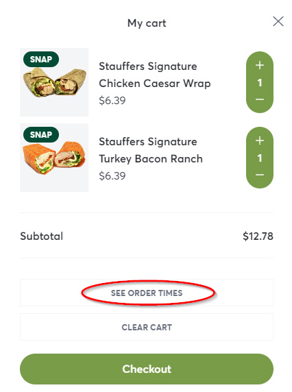 order times checkout